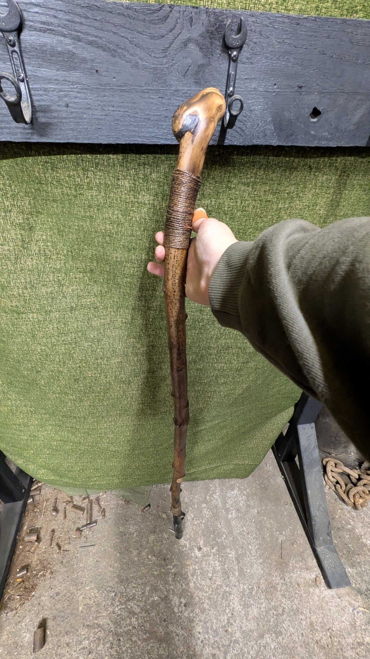 Serviceberry Jute twine wrapped walking stick